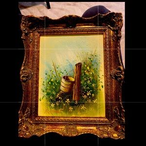 M. Moore original oil still life painting